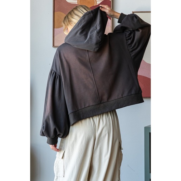 Oli & Hali Charcoal California Letter Patch Hoodie Sweatshirt - Picture 5 of 7